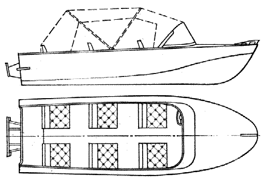 Схематический рисунок лодки Казанка 2м
